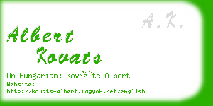 albert kovats business card